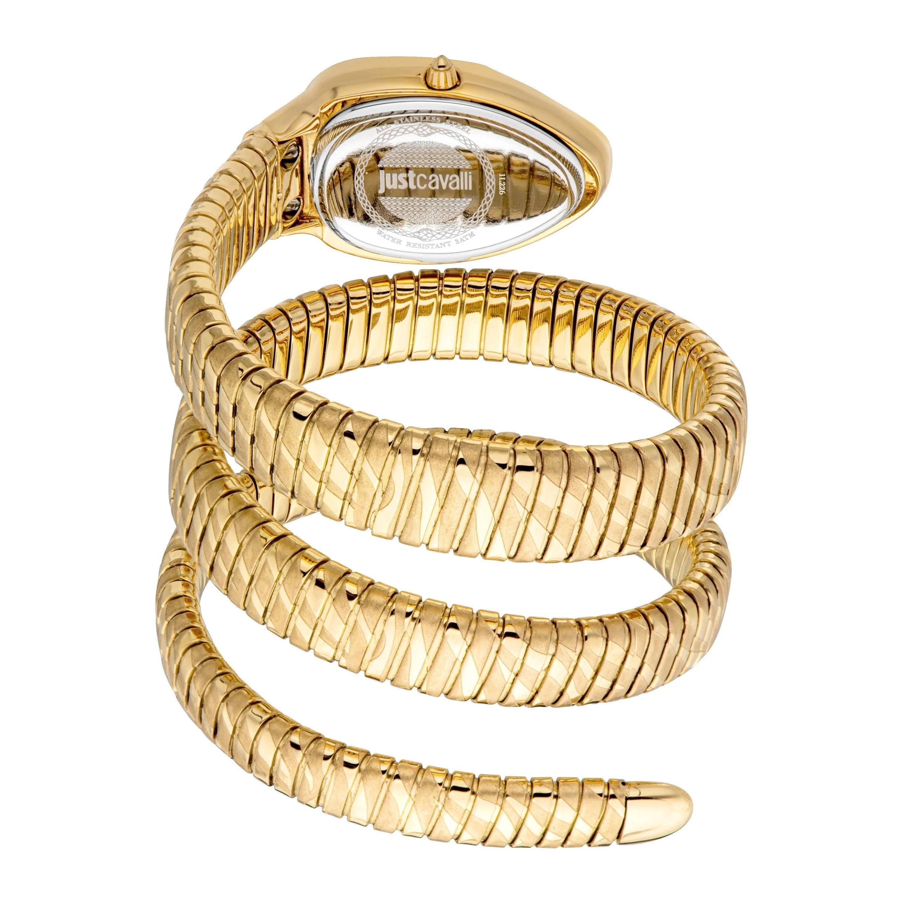Just Cavalli Novara Red Dial Gold Steel Strap Watch for Women - JC1L264M0035