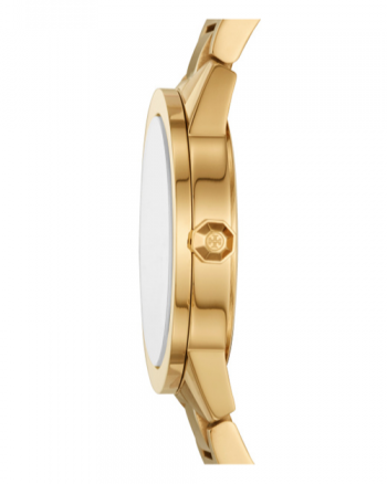 Tory Burch Classic T Black Dial Gold Steel Strap Watch for Women - TBW9010