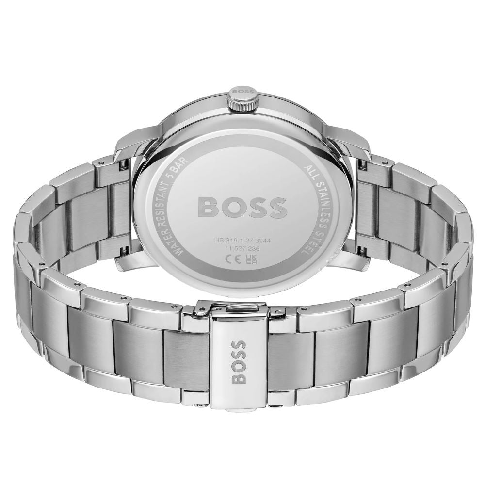 Hugo Boss Hero Chronograph Green Dial Silver Steel Strap Watch for Men - 1514217