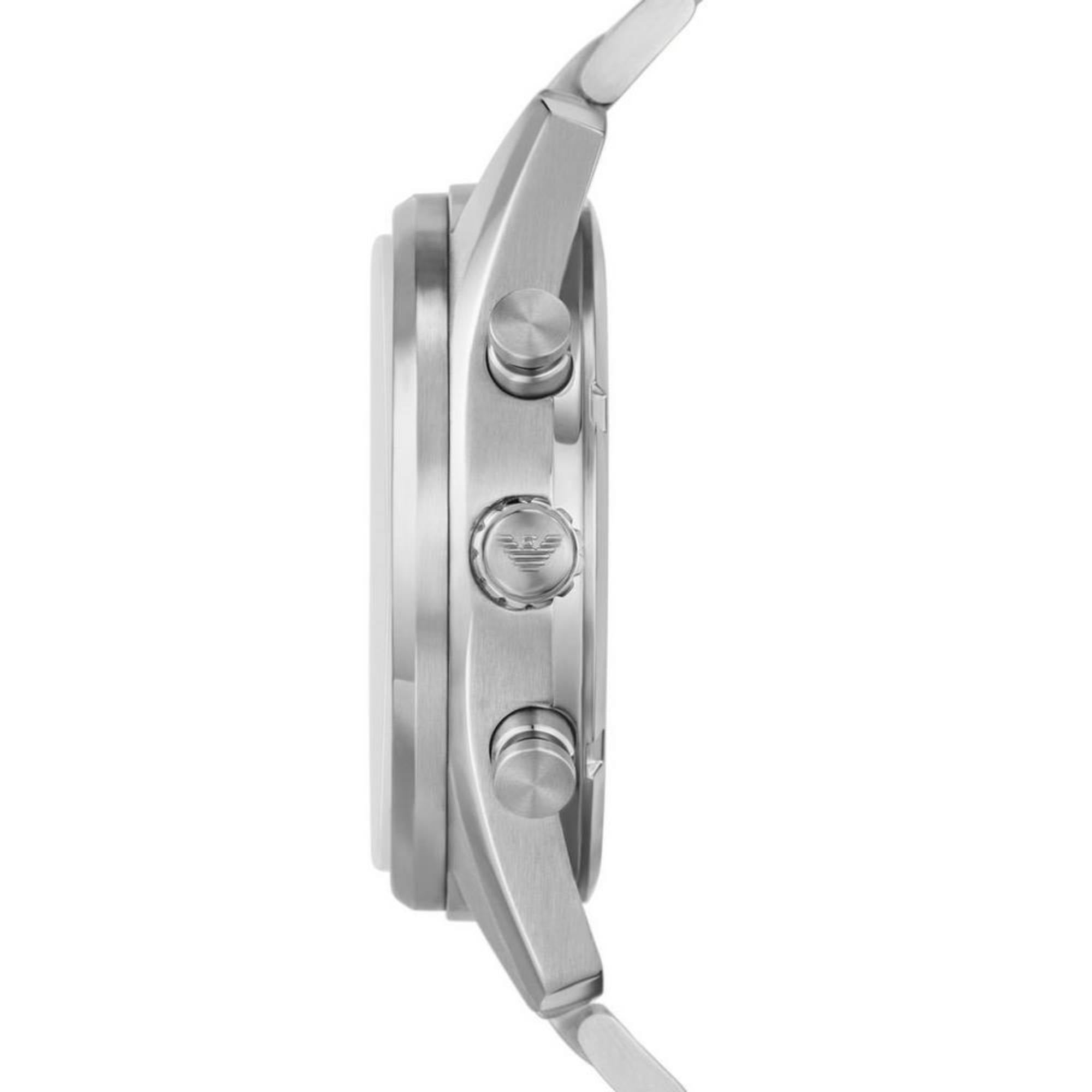 Emporio Armani Racer Chronograph Silver Dial Silver Steel Strap Watch for Men - AR11636