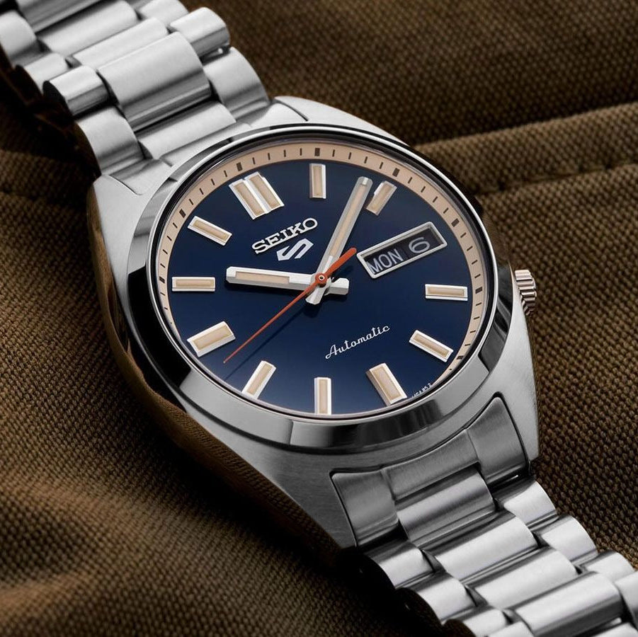 Seiko 5 Sports SNXS Automatic Blue Dial Silver Steel Strap Watch for Men - SRPK87K1