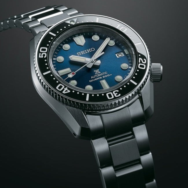 Seiko Prospex Marinemaster Automatic Scuba Divers Blue Dial Silver Steel Strap Watch for Men - SPB187J1