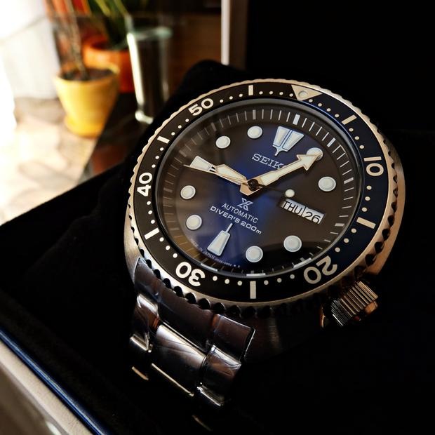 Seiko Prospex Deep Blue Batman Turtle Diver's Automatic Blue Dial Silver Steel Strap Watch for Men - SRPC25J1