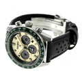 Seiko Prospex Speedtimer Solar Chronograph Ivory Dial Black Leather Strap Watch for Men - SSC943