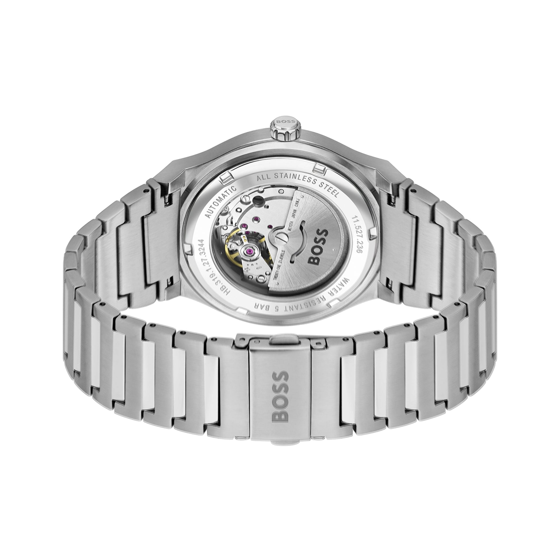 Hugo Boss Troper Automatic Chronograph Green Dial Silver Steel Strap Watch for Men - 1514200