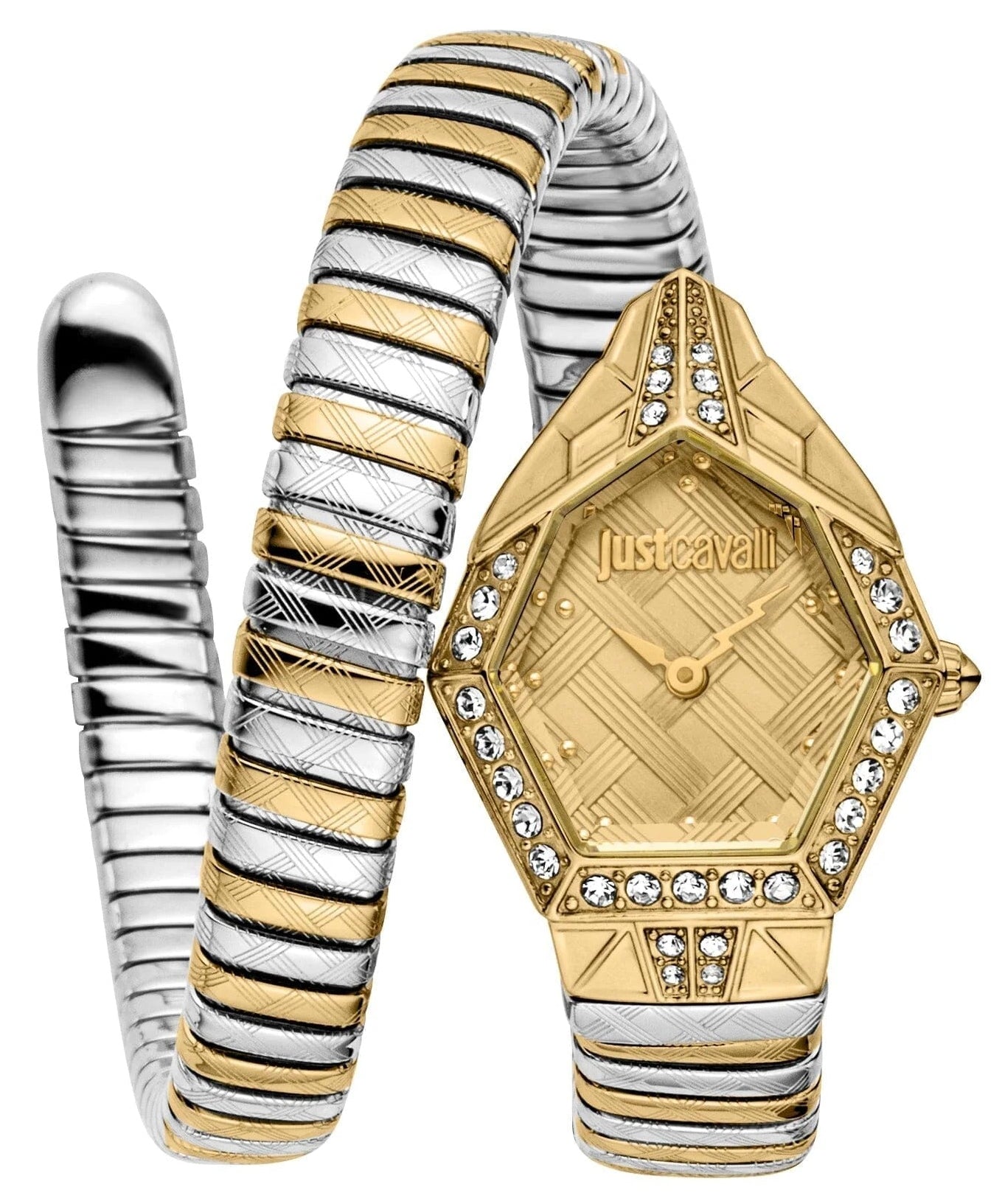 Just Cavalli Ornato Gold Dial Two Tone Steel Strap Watch for Women - JC1L303M0055