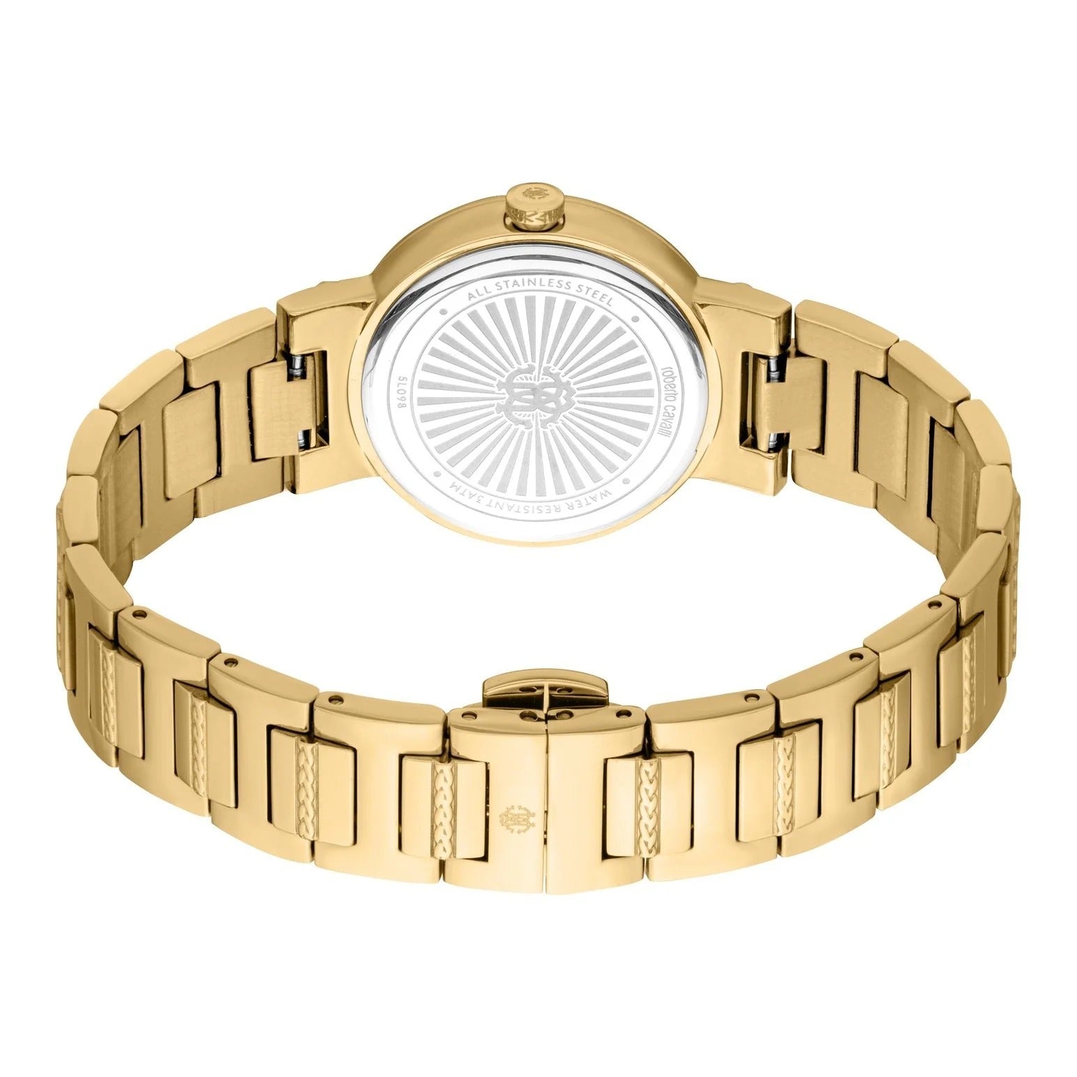 Just Cavalli Donna Glam Red Dial Gold Steel Strap Watch for Women - RC5L098M0035