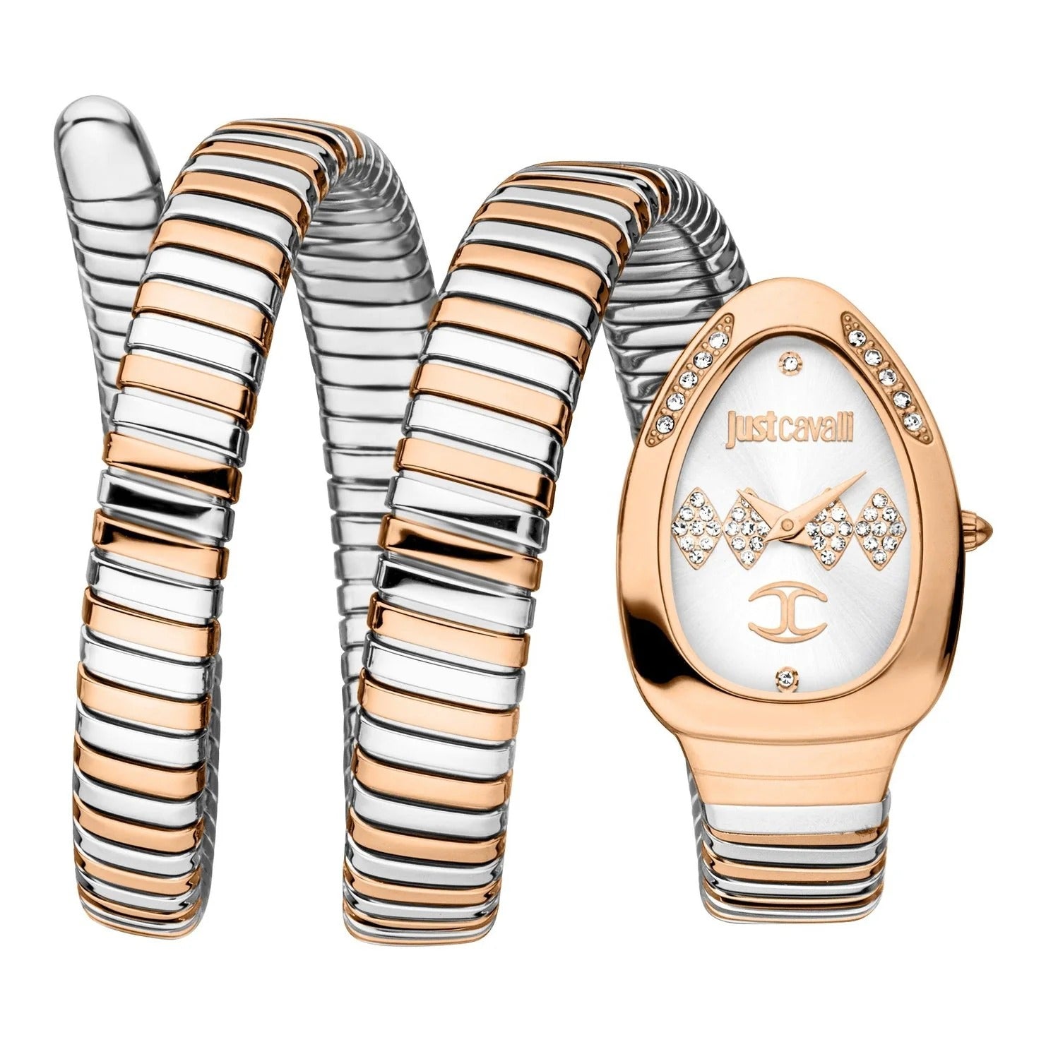 Just Cavalli Vezzoso Silver Dial Two Tone Steel Strap Watch for Women - JC1L230M0075