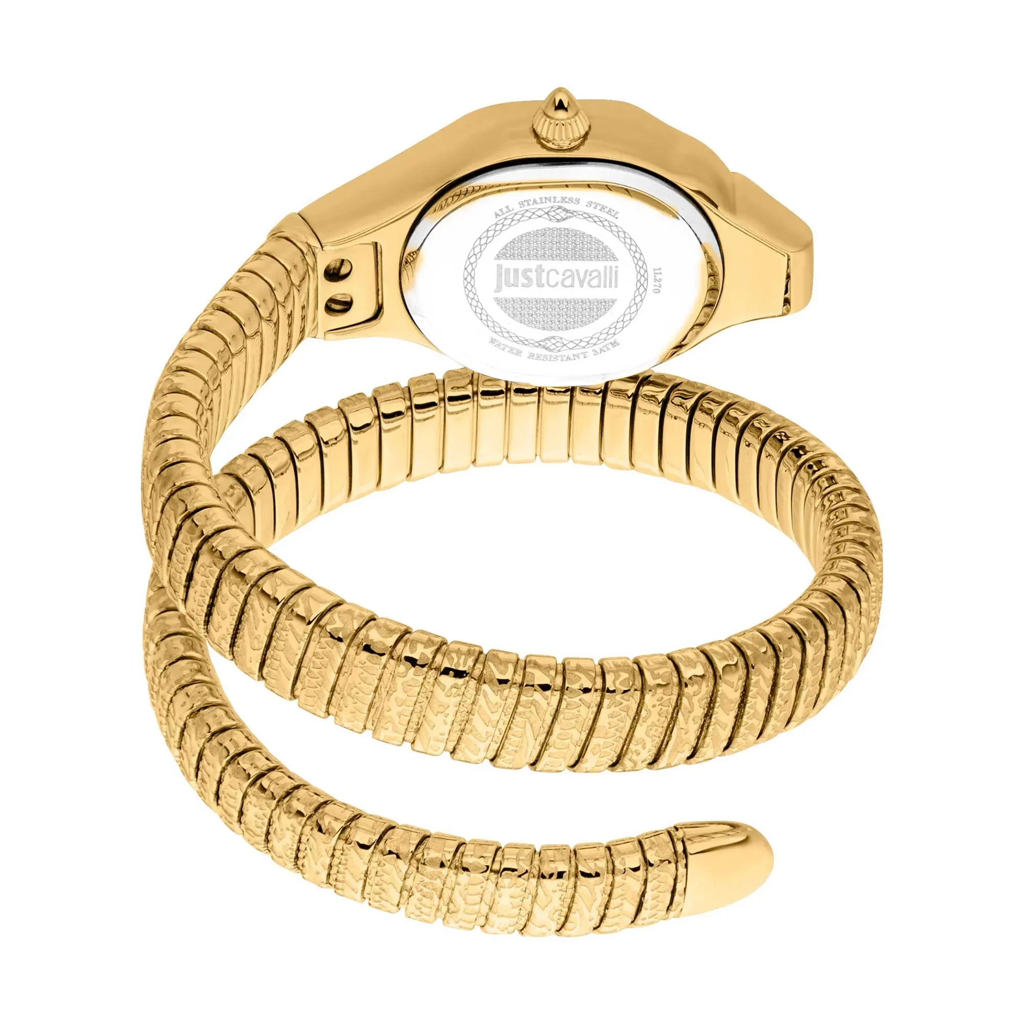 Just Cavalli Amalfi Green Dial Gold Steel Strap Watch for Women - JC1L270M0035