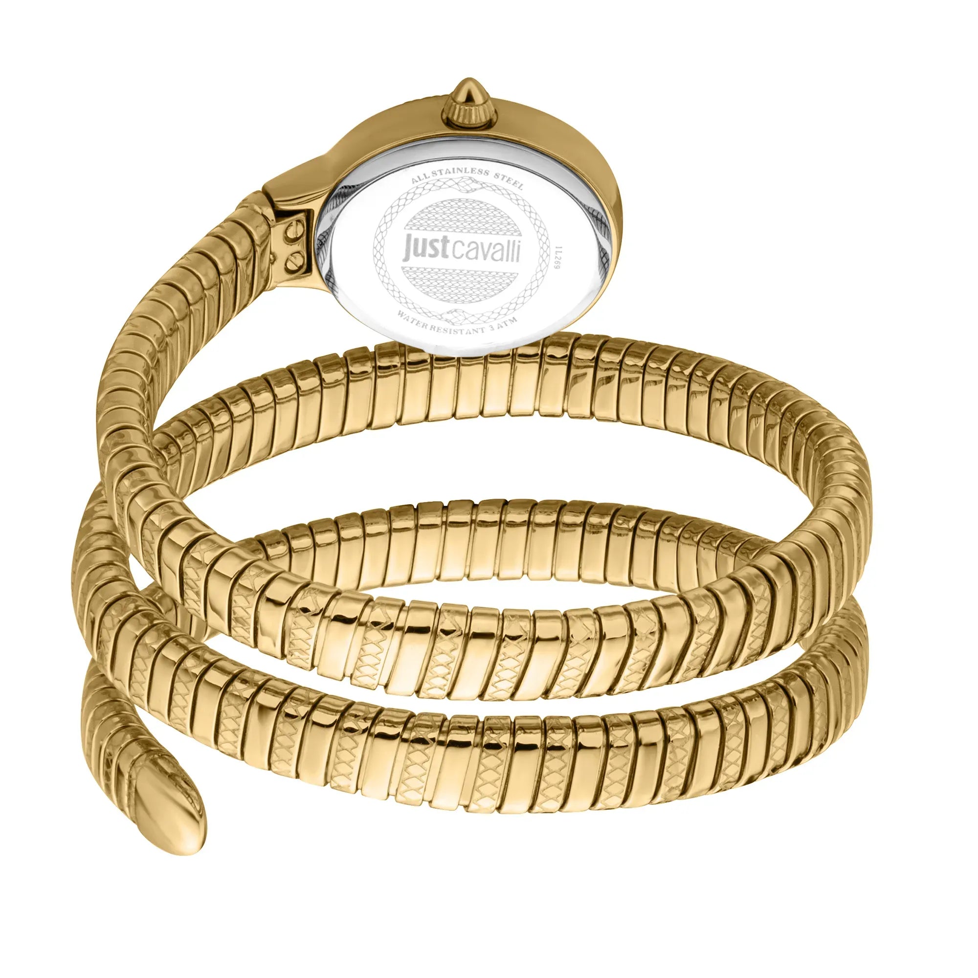 Just Cavalli After Party Silver Dial Gold Steel Strap Watch for Women - JC1L269M0025