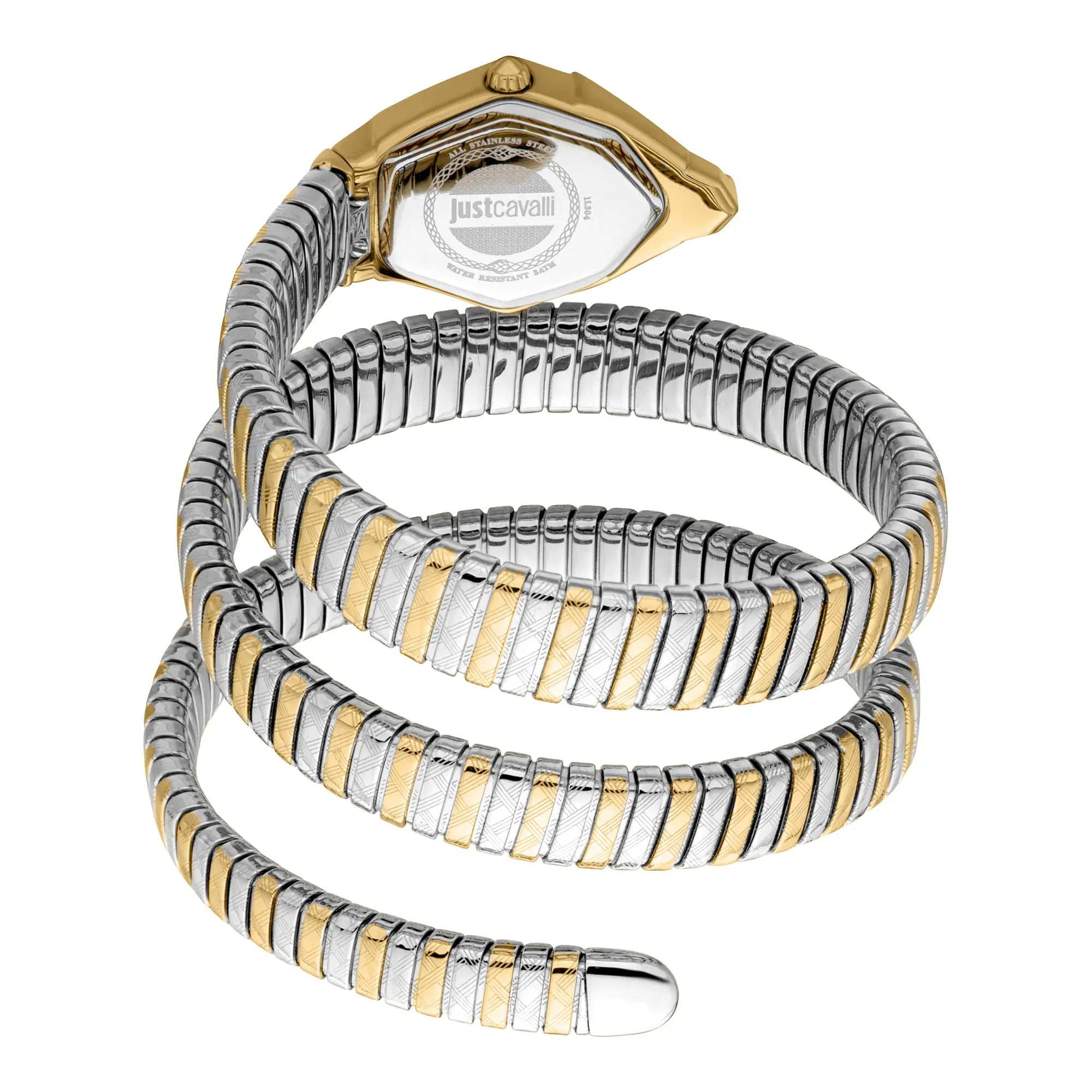 Just Cavalli Mesmerizing White Dial Two Tone Steel Strap Watch for Women - JC1L304M0055