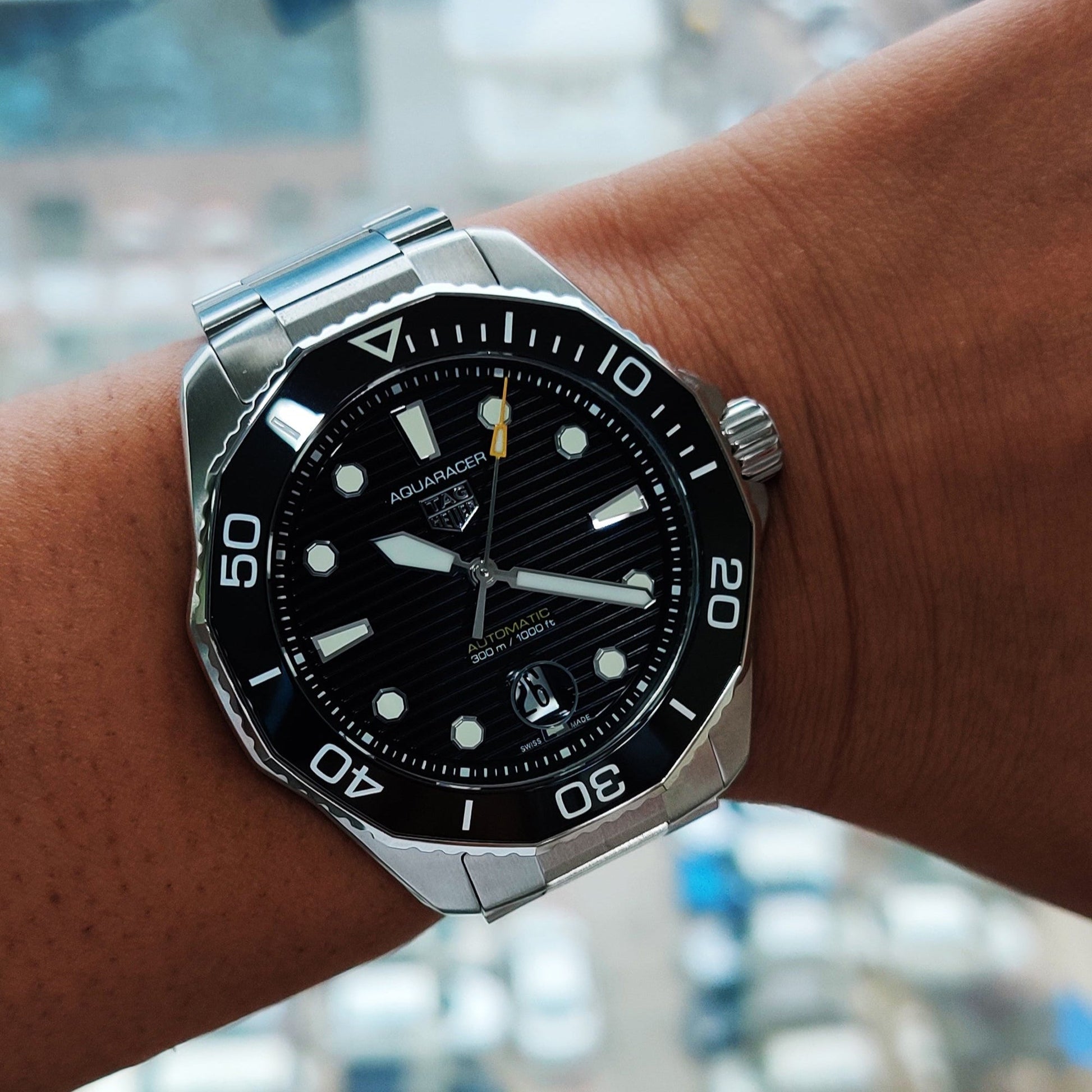 Tag Heuer Aquaracer Professional 300 Automatic Black Dial Silver Steel Strap Watch for Men - WBP201A.BA0632