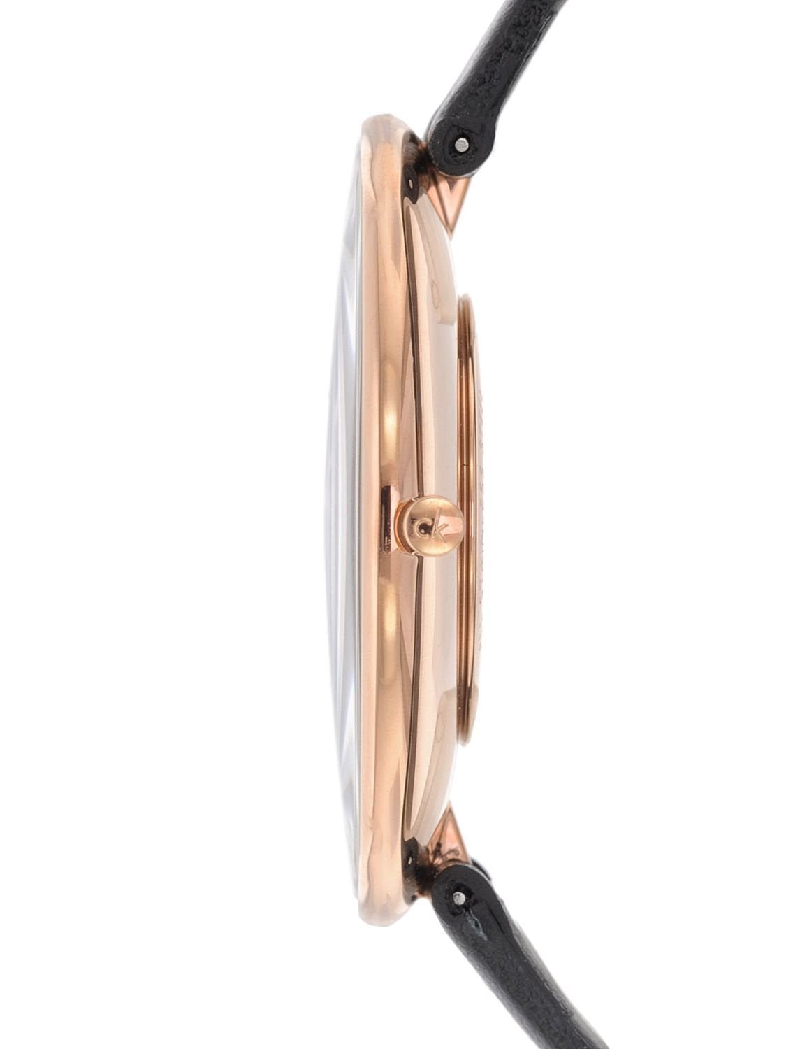 Calvin Klein Full Moon Black Dial Black Leather Strap Watch for Women - K8Y236C1
