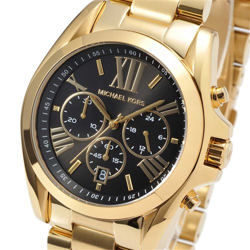 Michael Kors Bradshaw Black Dial Gold Steel Strap Watch for Women - MK5739