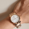 Burberry The City White Dial Rose Gold Steel Strap Watch for Women - BU9004