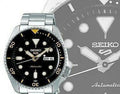 Seiko 5 Sports Automatic Black Dial Silver Steel Strap Watch For Men - SRPD57K1