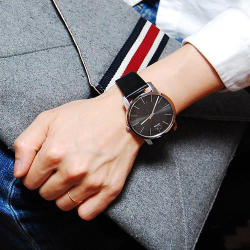 Calvin Klein City Grey Dial Black Leather Strap Watch For Men - K2G21107