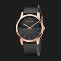 Calvin Klein City Quartz Black Dial Black Leather Strap Watch for Men - K2G2G6CZ