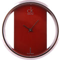 Calvin Klein Glam Transparent Dial Red Leather Strap Watch for Women - K9423144