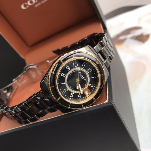Coach Preston Black Dial Black Steel Strap Watch for Women - 14503461