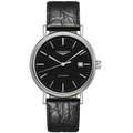 Longines Presence 38.5mm Automatic Black Dial Black Leather Strap Watch for Men - L4.921.4.52.2