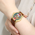 Gucci Le Marche Des Merveilles Red & Green Dial Brown Leather Strap Unisex Watch - YA126497