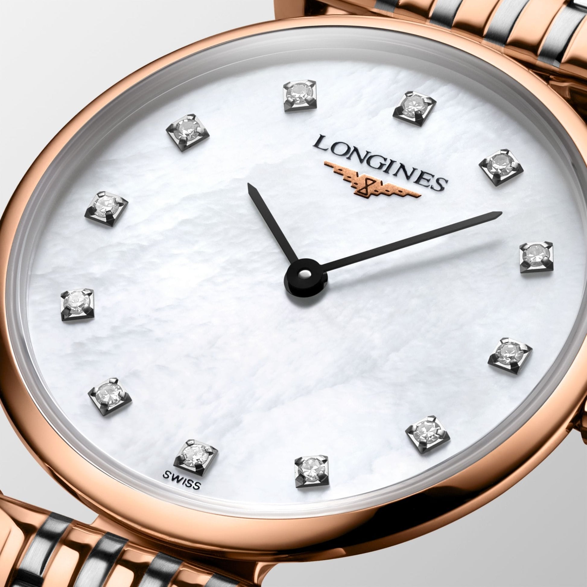 Longines La Grande Classique De Longines Diamonds Mother of Pearl Dial Two Tone Mesh Bracelet Watch for Women - L4.209.1.97.7