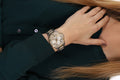 Guess Frontier Chronograph Crystals Gold Dial Two Tone Steel Strap Watch For Women - W1156L5