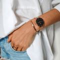 Daniel Wellington Classic Petite Evergold Black Dial Gold Mesh Bracelet Watch For Women - DW00100349