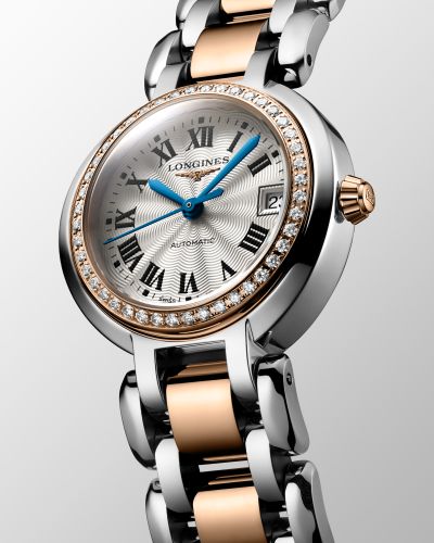 Longines PrimaLuna Automatic Diamond 26.5mm Silver Dial Two Tone Steel Strap Watch for Women - L8.111.5.79.6