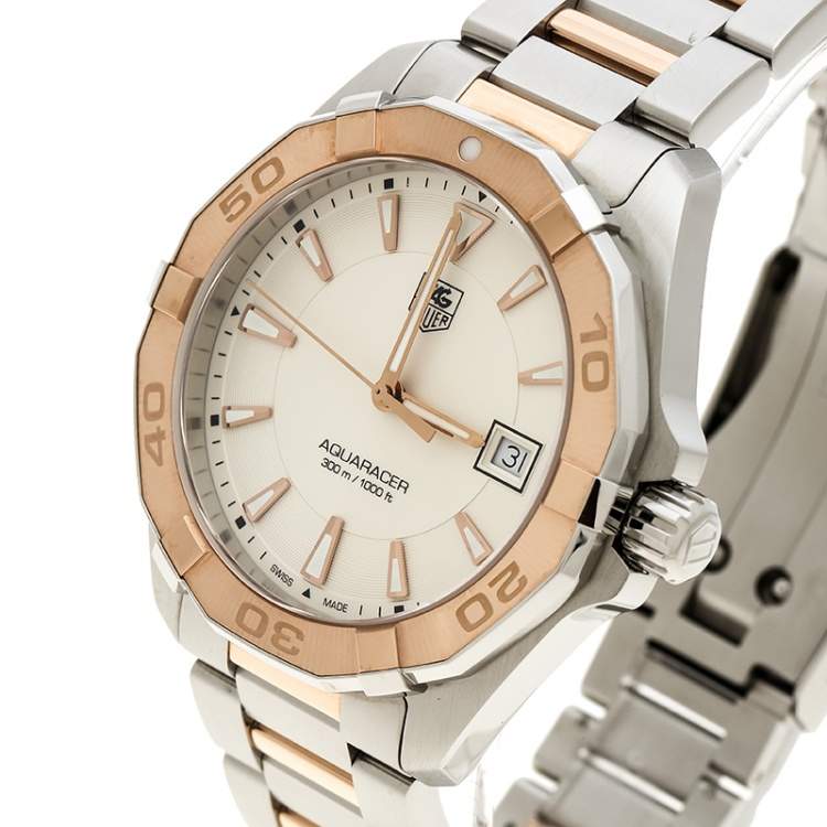 Tag Heuer Aquaracer Quartz White Dial Silver Strap Watch for Men - WAY1150.BD0911