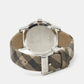 Burberry The City Smoke Dial Checked Brown Leather Strap Watch for Men - BU9358