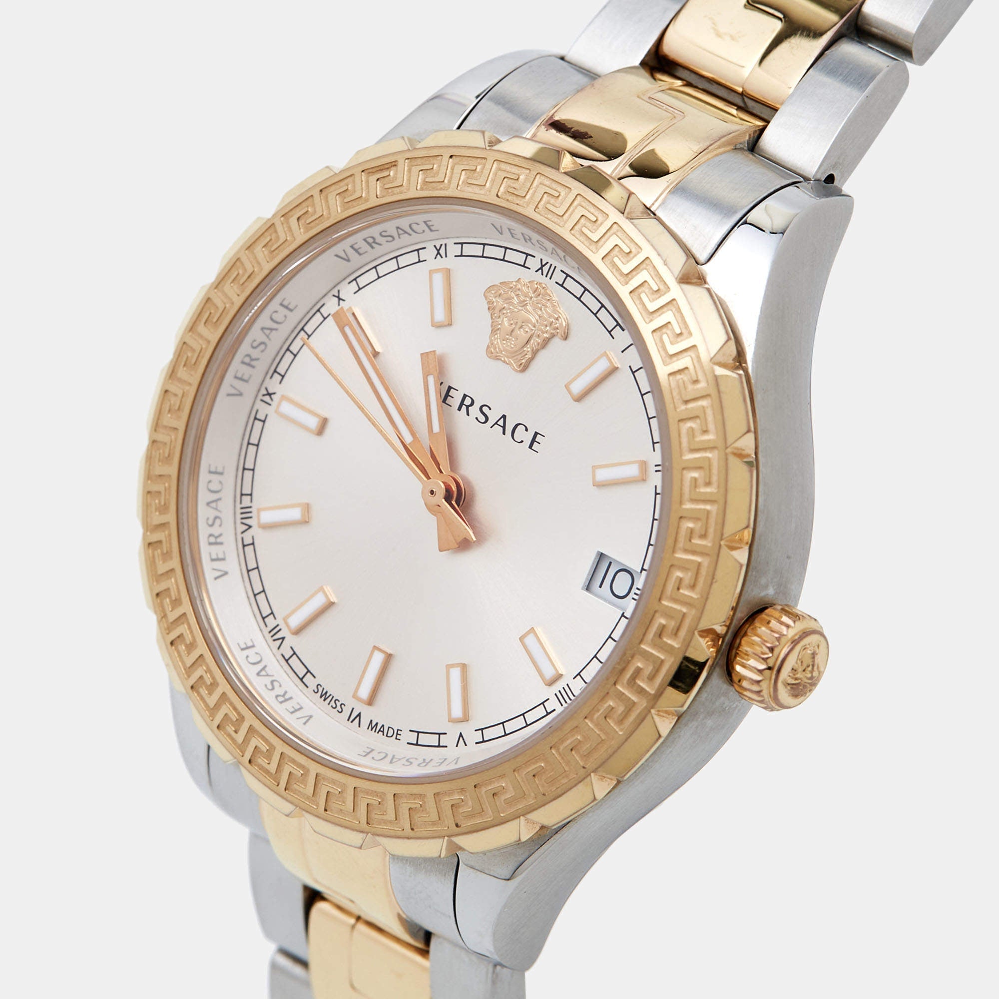 Versace Hellenyium Silver Dial Two Tone Steel Strap Watch for Women - V12030015
