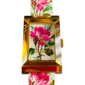 Gucci G-Frame Floral Mother of Pearl Dial White Leather Strap Watch For Women - YA147406
