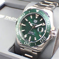 Tag Heuer Aquaracer Calibre 5 Green Dial Silver Steel Strap Watch for Men - WAY201S.BA0927