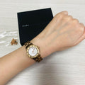 Marc Jacobs Blade White Dial Gold Steel Strap Watch for Women - MBM3075