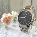 Burberry The Classic Round Black Dial Silver Steel Strap Watch for Men - BU10005