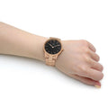 Daniel Wellington Iconic Link Black Dial Rose Gold Steel Strap Watch For Men - DW00100344