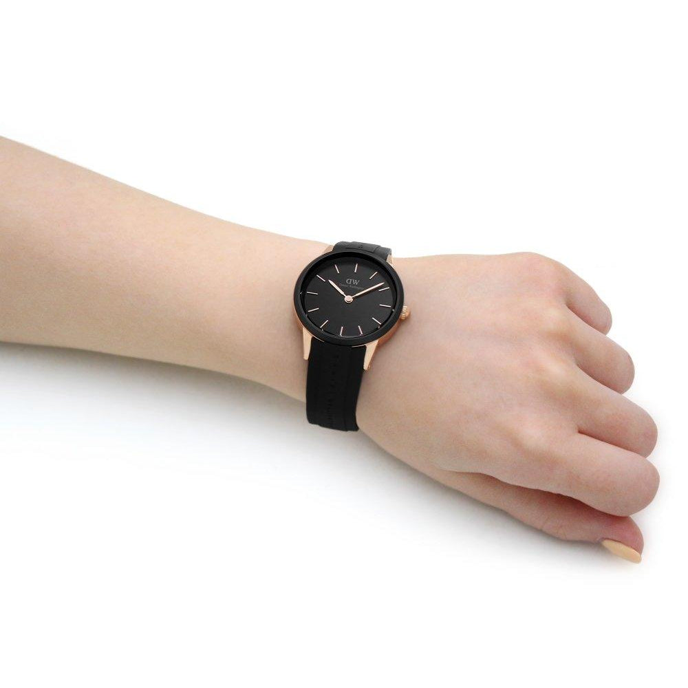 Daniel Wellington Iconic Motion Black Dial Rubber Strap 32mm Watch For Women - DW00100426