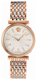 Versace V-Twist White Dial Two Tone Mesh Bracelet Watch for Women - VELS00719