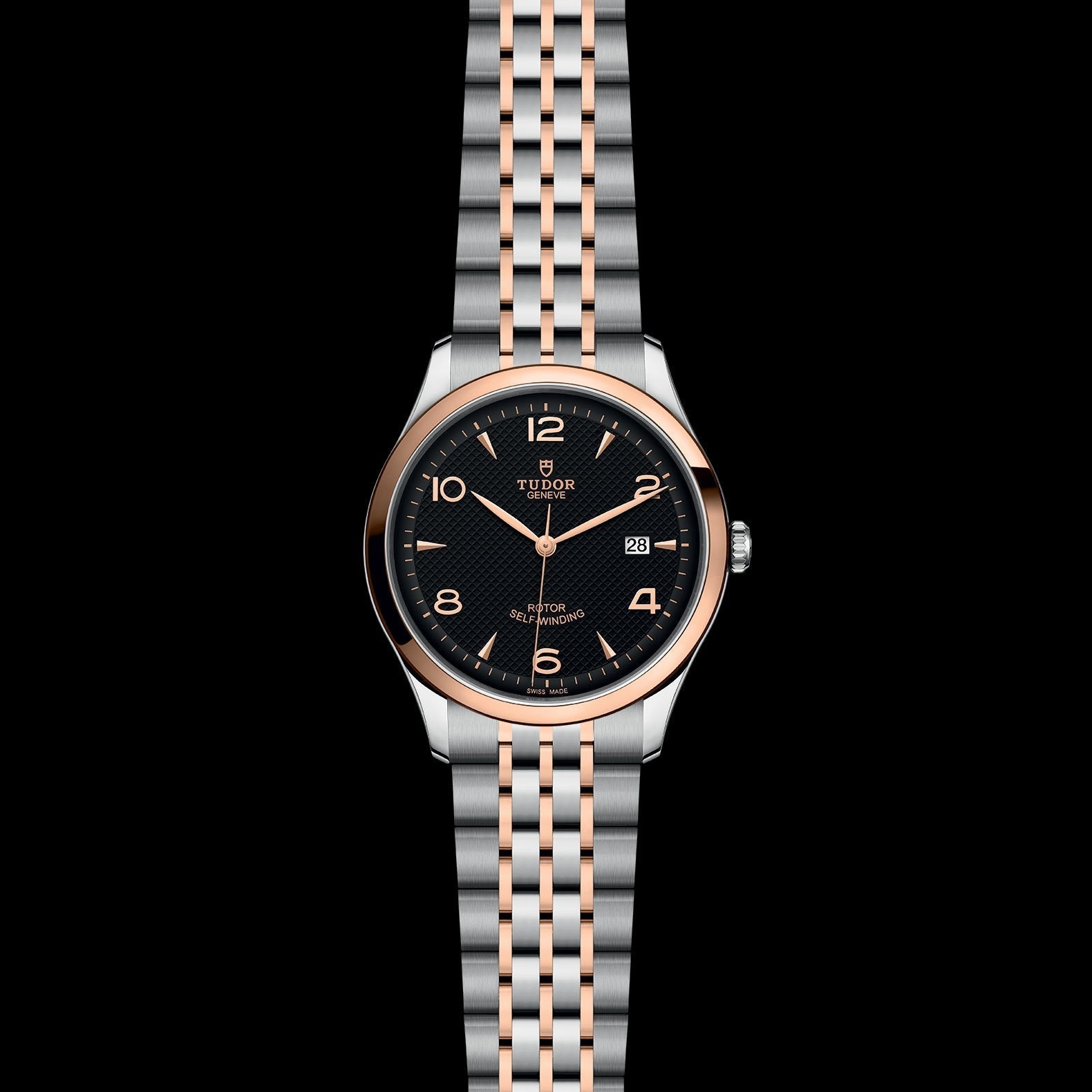 Tudor 1926 Automatic Black Dial Two Tone Steel Strap Watch for Men - M91651-0003