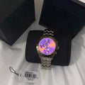 Marc Jacobs Peeker Chronograph Pink Dial Silver Steel Strap Watch for Women - MBM3372