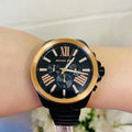 Michael Kors Wren Chronograph Black Dial Black Steel Strap Watch For Men - MK8933