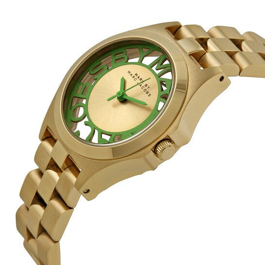 Marc Jacobs Henry Gold Dial Gold Steel Strap Watch for Women - MBM3295
