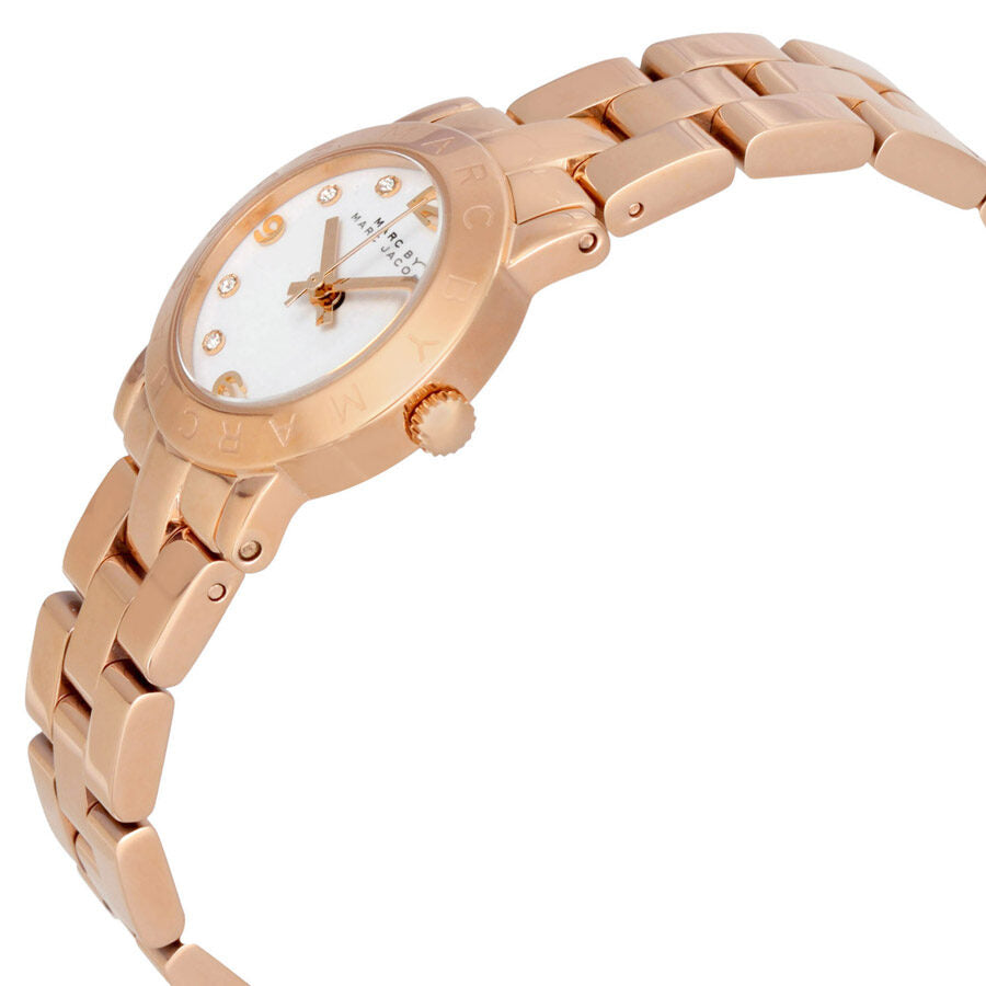 Marc Jacobs Mini Amy White Dial Rose Gold Steel Strap Watch for Women - MBM3078