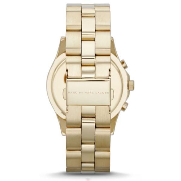 Marc Jacobs Blade Chronograph Black Dial Gold Steel Strap Watch for Women - MBM3309