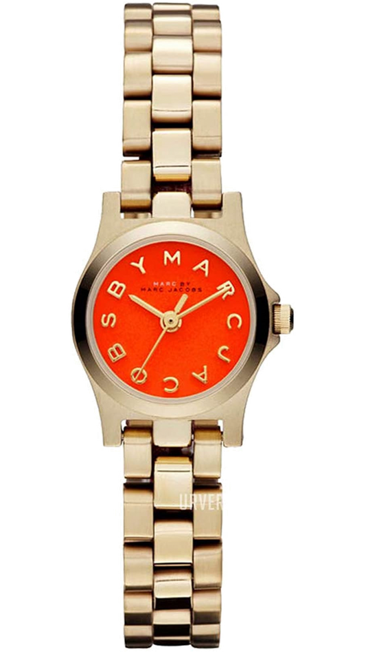 Marc Jacobs Henry Dinky Red Dial Gold Steel Strap Watch for Women - MBM3202