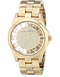 Marc Jacobs Henry Transparent Gold Dial Gold Steel Strap Watch for Women - MBM3206