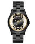 Marc Jacobs Henry Transparent Black Dial Black Steel Strap Watch for Women - MBM3255