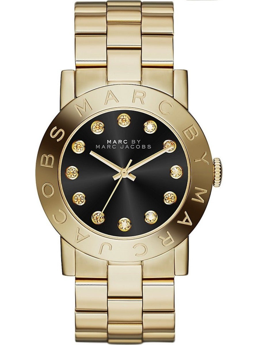 Marc Jacobs Amy Black Dial Gold Steel Strap Watch for Women - MBM3336